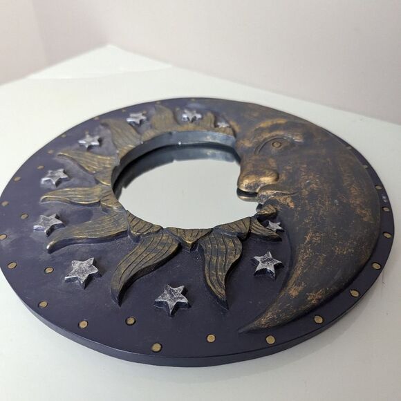 Vintage 90s Celestial Moon & Stars Resin Mirror – Whimsigoth Decor, 11" - Picture 5 of 9